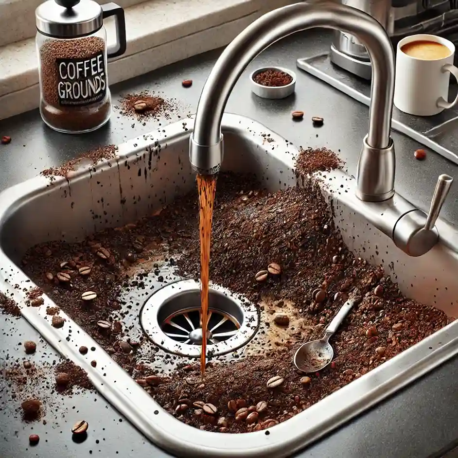 can you pour coffee grounds down the sink